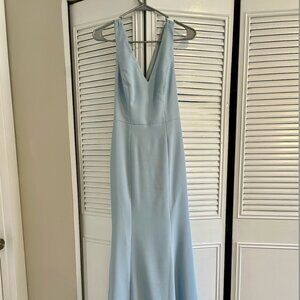 Dessy for Bella Bridesmaids Crepe Dress - Mist / Light Blue - Size 2R